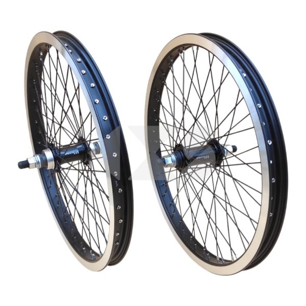 Σετ Τροχών Custom GT Hubs/HJC Rims Αλουμινίου Black 20&quot; - Άξονας 14mm - 48 Ακτίνες Black Ano.