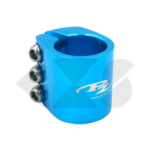 NOS RARE Σφυχτηράκι Ντίζας PAZZAZ Triple Bolt Alloy 31.8mm Mid School Bmx Blue Anodised